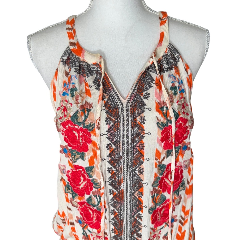 Savanna Jane Women's Medium Floral Embroidered Chevron Halter Tank Top Size M‎ - Picture 6 of 11